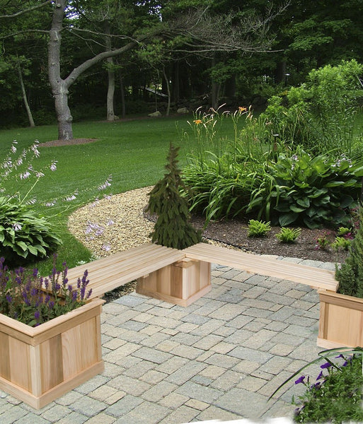 Three Medium Cedar Planters With Two 4' Benches